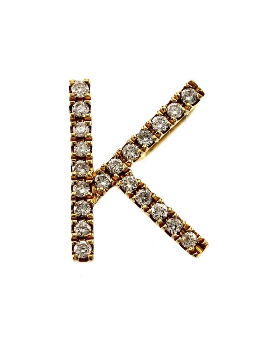 18K Yellow Gold Diamond Initial "K" Letter Pendant Charm